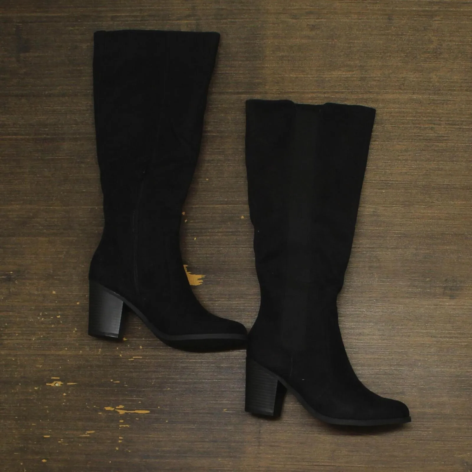 Sugar Womens Trendy Riding Boots Heeled Knee High Boot SGR-WILLETTA Black 8M