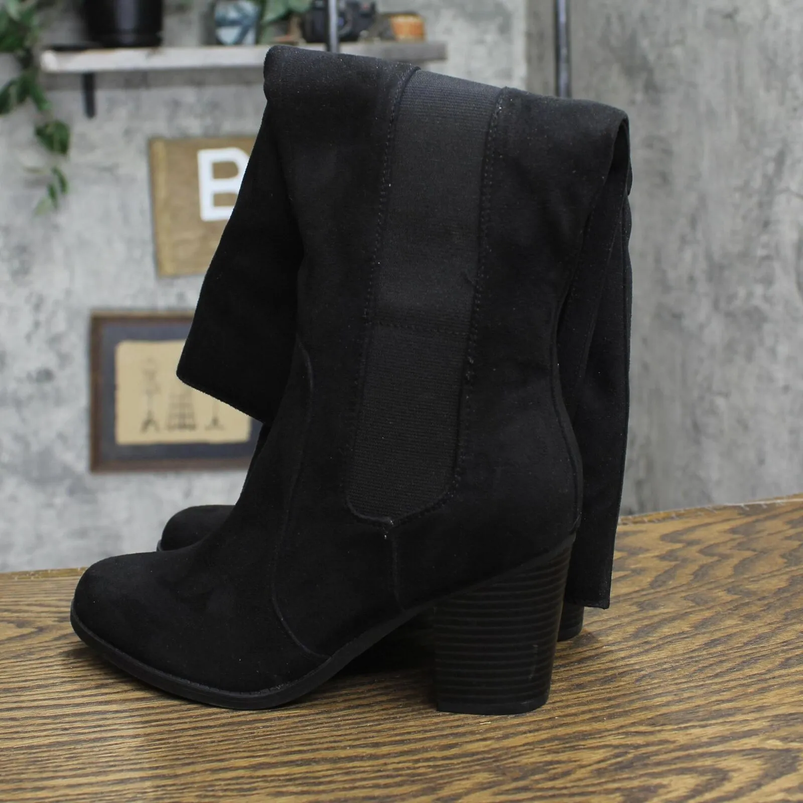 Sugar Womens Trendy Riding Boots Heeled Knee High Boot SGR-WILLETTA Black 8M