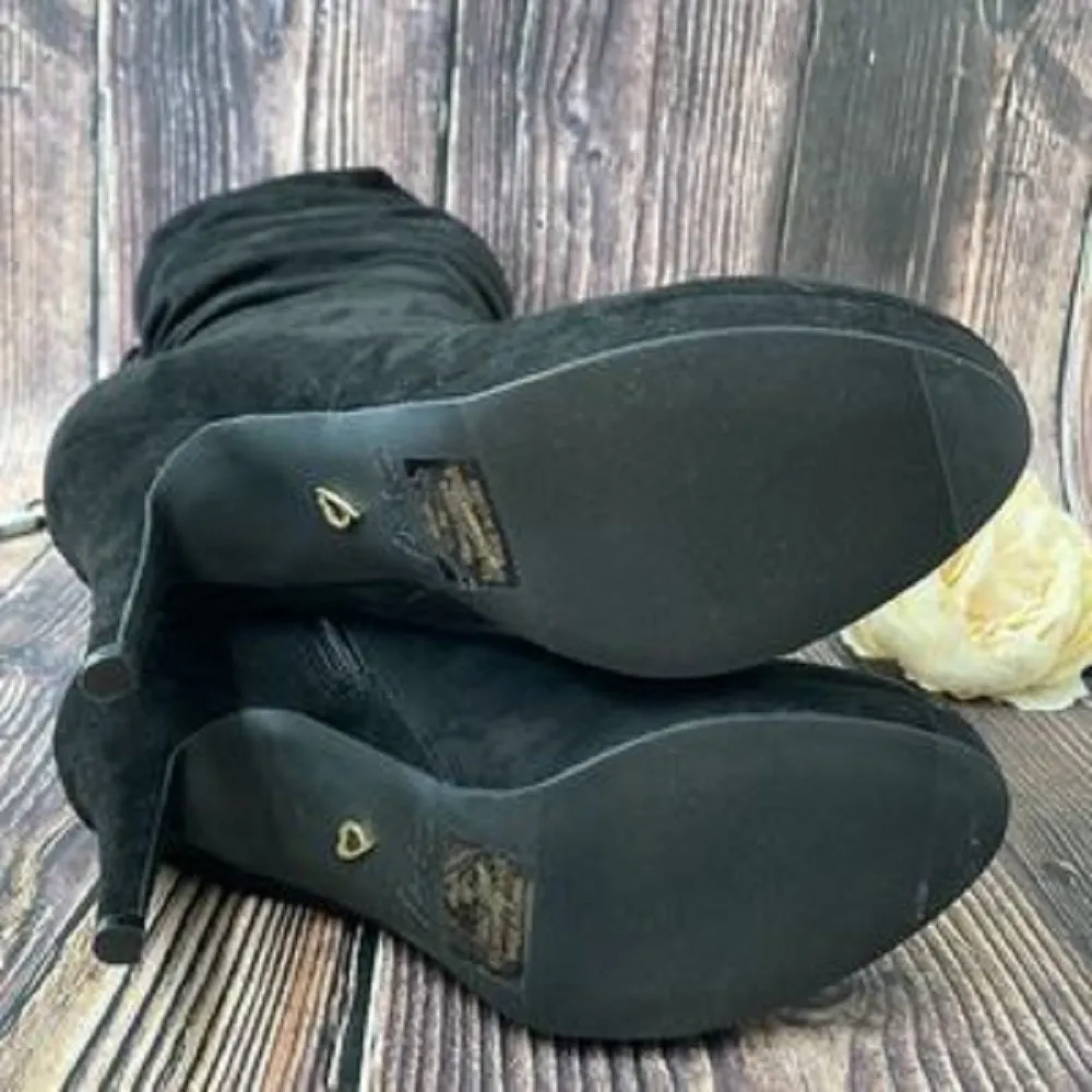 Thalia Sodi Black Faux Suede Brisa Heeled Boots 9M