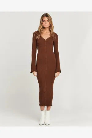 TINA MIDI DRESS - CHOCOLATE