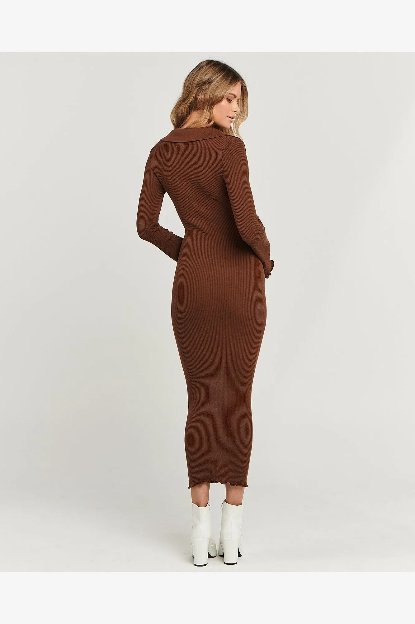 TINA MIDI DRESS - CHOCOLATE
