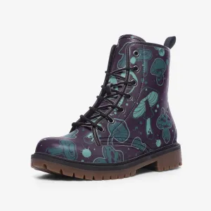 Trippy Mushrooms Goblincore Vegan Leather Unisex Boots