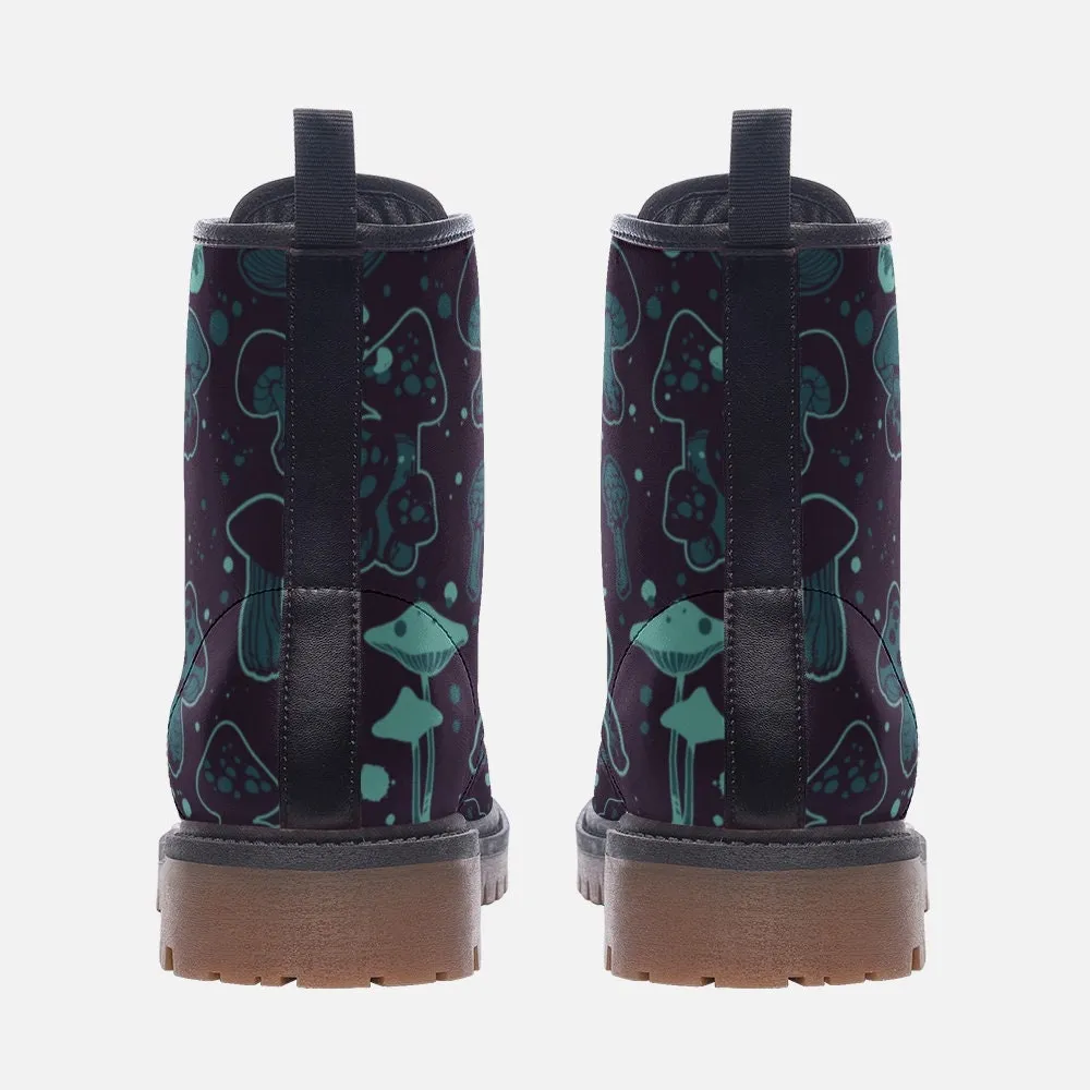 Trippy Mushrooms Goblincore Vegan Leather Unisex Boots
