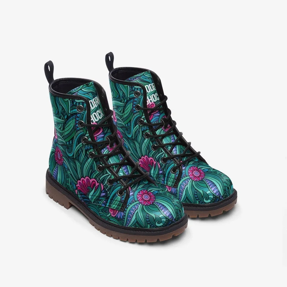 Tropical Jungle Flower Vegan Leather Unisex Boots