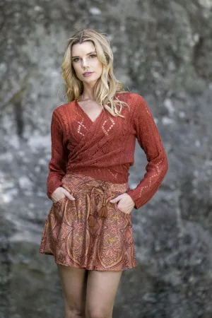 Velvet Mini Skirt - Peach