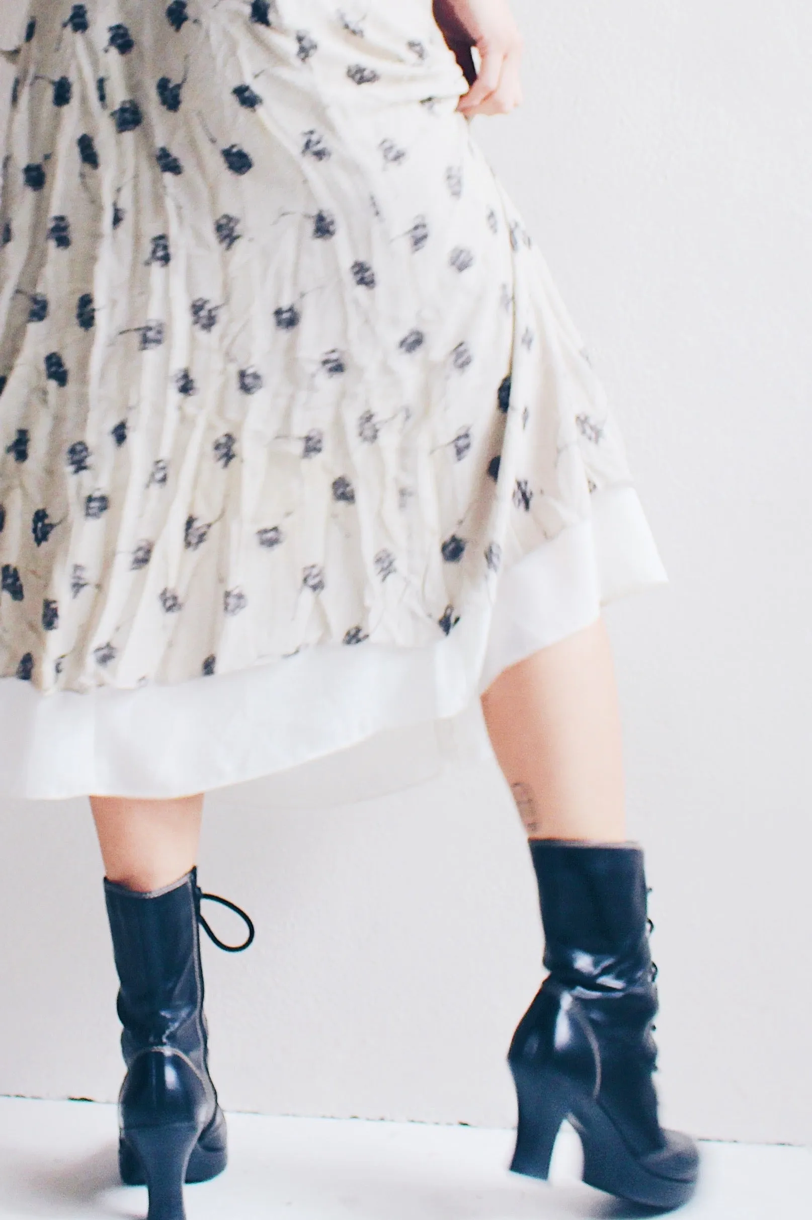 Vintage Black Chunky Lace-Up Heeled Boots - Dark Witchy Victorian Style