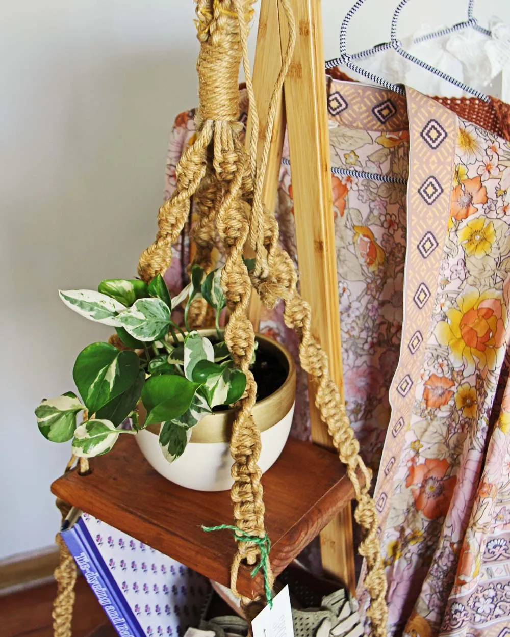 Vintage Macrame Hanging Shelf