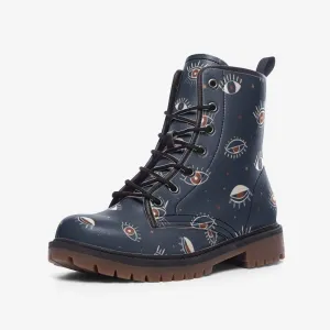 Wicca Navy Witch Eye Vegan Leather Unisex Boots