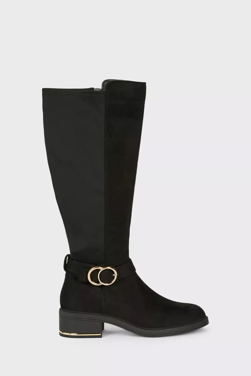 Wide Fit Kenya Buckle Detail Boot Black