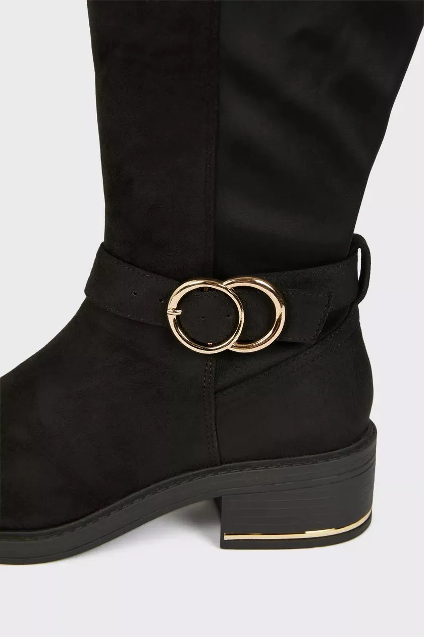 Wide Fit Kenya Buckle Detail Boot Black