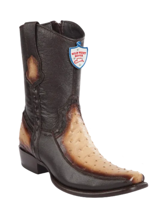 Wild West Botas de Avestruz Horma Dubai Toe Faded Orix