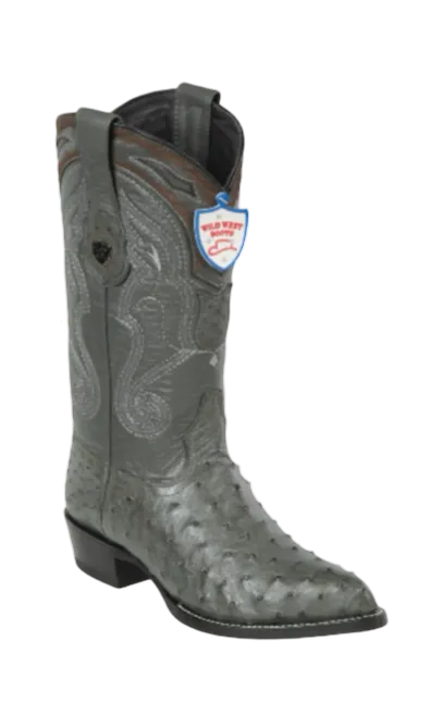 Wild West Botas de Avestruz Horma Puntal Gris
