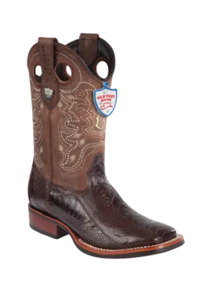 Wild West Botas de Pata de Avestruz Horma Square Toe Brown