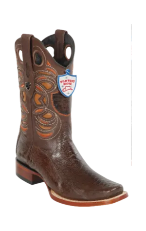 Wild West Botas de Pata de Avestruz Horma Square Toe Brown