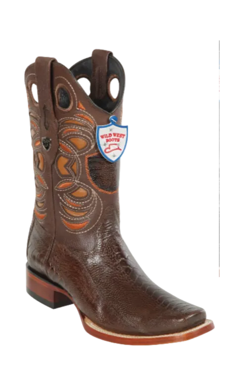 Wild West Botas de Pata de Avestruz Horma Square Toe Brown