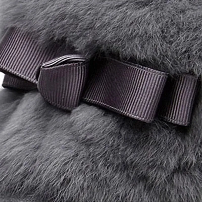 Women's Real Cowhide Short Boots Snow Boots Plus Velvet Padded Non-slip Boots Winter Rabbit Fur Warm Cotton Shoes Leather Boots for Women