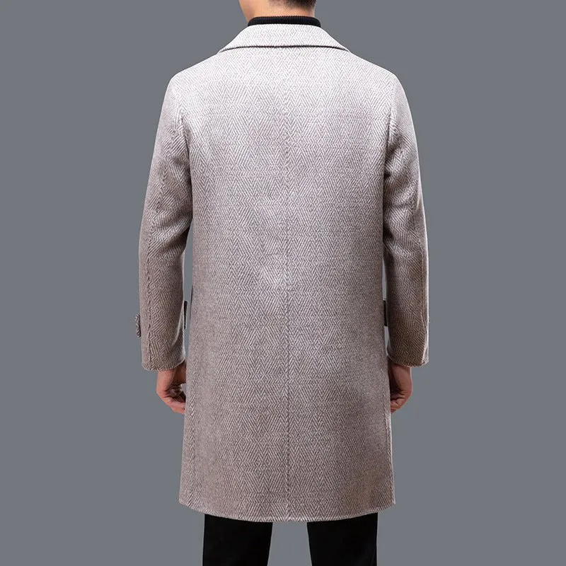 Wool Coat – Herringbone Pattern – Classic Winter Elegance