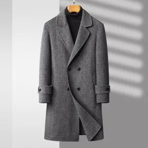 Wool Coat – Herringbone Pattern – Classic Winter Elegance