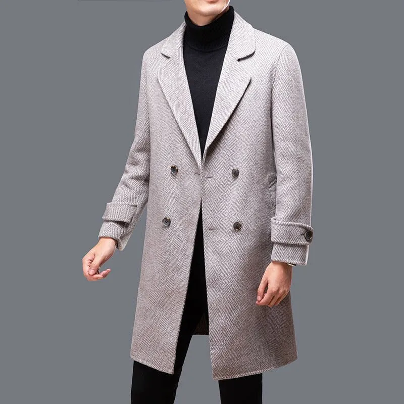 Wool Coat – Herringbone Pattern – Classic Winter Elegance
