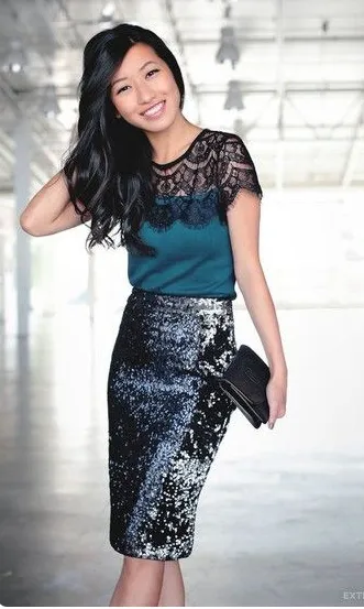 Yves St Laurent sequin skirt Size 10UK