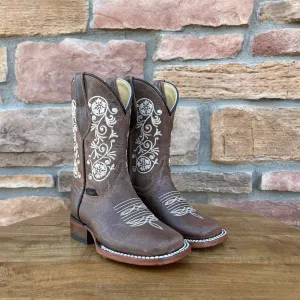 Zoe Brown/White Design Girl Boots